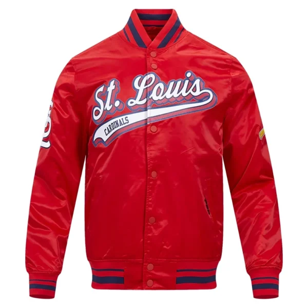 St. Louis Cardinals Script Tail Satin Red Varsity Jacke