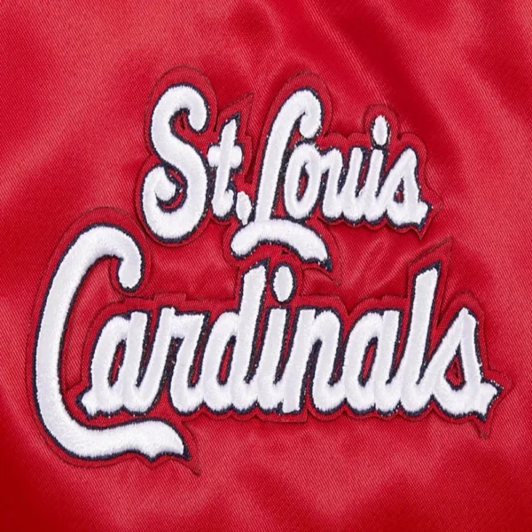 St. Louis Cardinals Script Tail Women’s Satin Red Varsity Ja