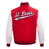 St. Louis Cardinals Script Tail Wool & Leather Red & White Varsity Jac