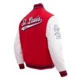 St. Louis Cardinals Script Tail Wool & Leather Red & White Varsity Jack