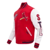 St. Louis Cardinals Script Tail Wool & Leather Red & White Varsity Jacket