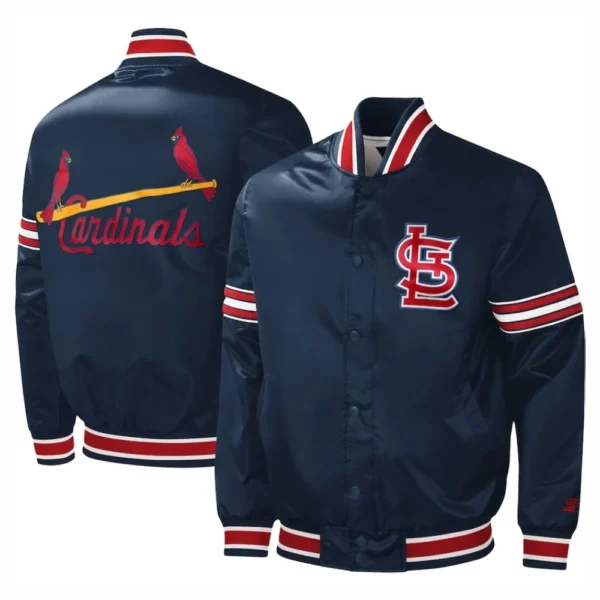 St. Louis Cardinals Slider Full-Snap Satin Navy Varsity Jac