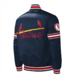 St. Louis Cardinals Slider Full-Snap Satin Navy Varsity Jacke