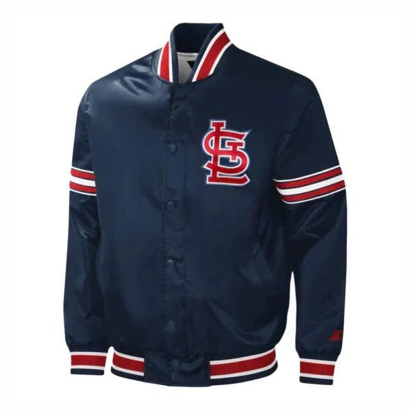 St. Louis Cardinals Slider Full-Snap Satin Navy Varsity Jacket