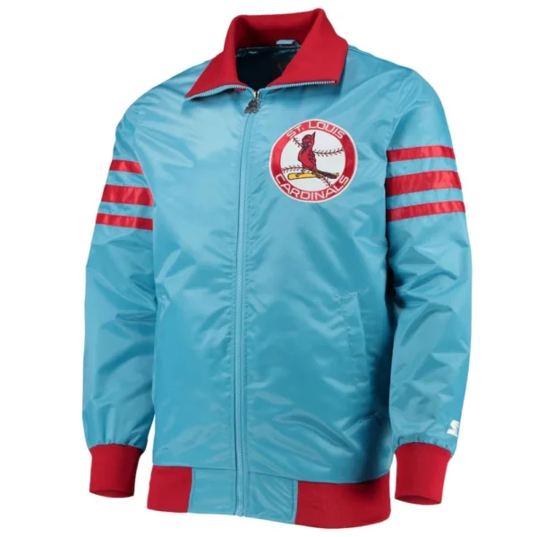 St. Louis Cardinals The Captain III Satin Blue Varsity Jacket