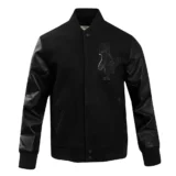 St. Louis Cardinals Triple Black Wool & Leather – Black Varsity Jacke