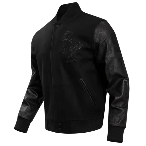 St. Louis Cardinals Triple Black Wool & Leather – Black Varsity Jacket