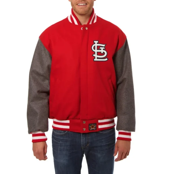 St. Louis Cardinals Two-Tone Handcrafted Logo Wool Red & Gray Varsity Jacket