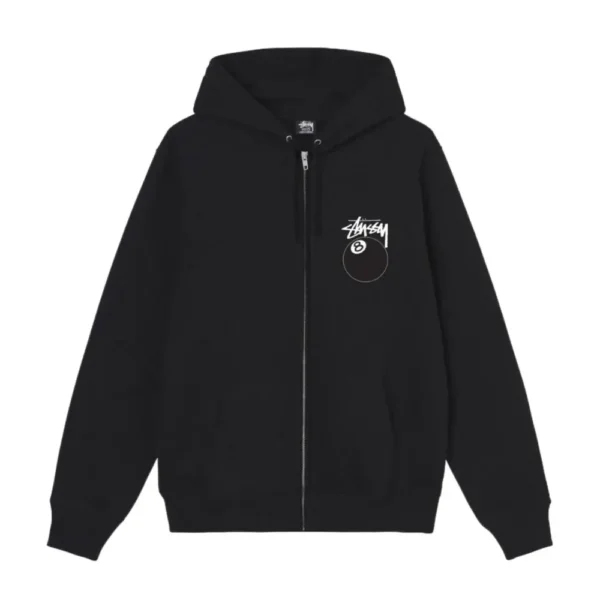 Stussy 8 Ball Full Black Zip Hood