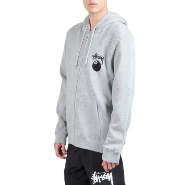 Stussy 8 Ball Full Zip Hoodie Gra