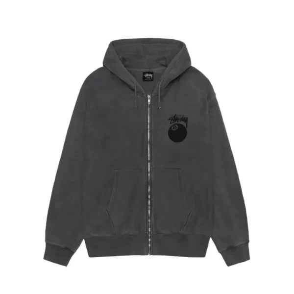 Stussy 8 Ball Pigment Hoodie Dyed Gray