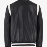 Vaxton White Striped Hybrid And Black Full Real Leather Varsity Jac