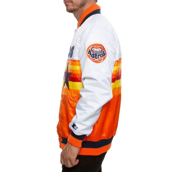 Houston Astros White & Orange Satin Jacket Varsity