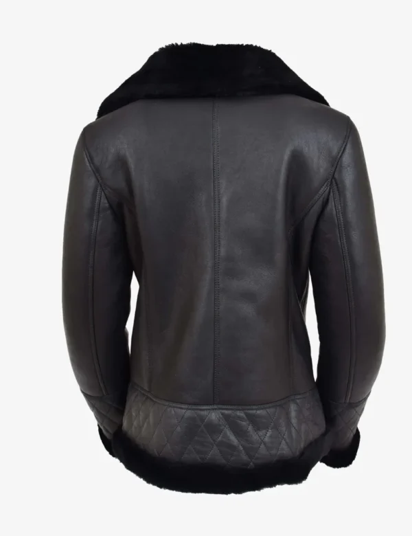 Eclipse Black Edge Sheepskin Aviator Women’s Leather Jack