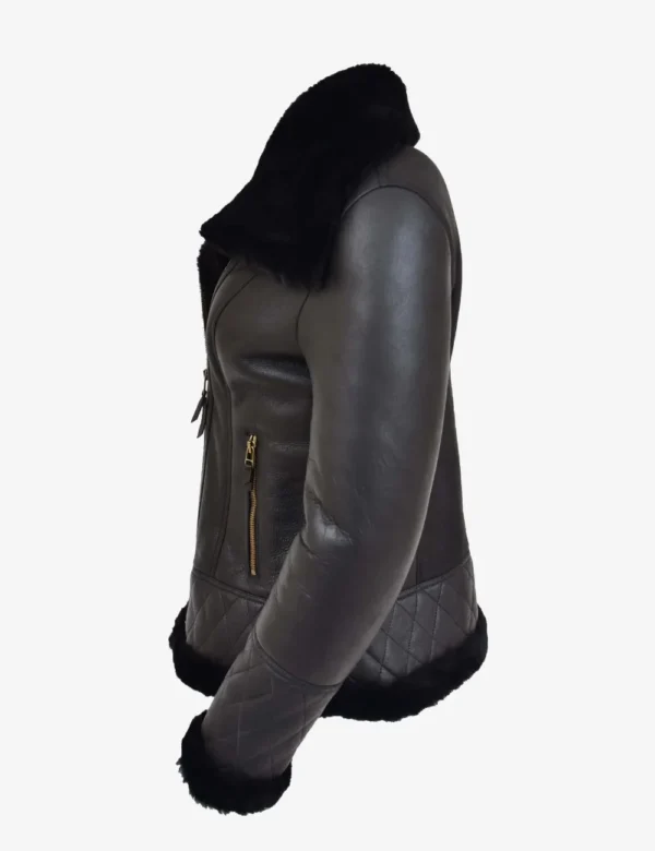 Eclipse Black Edge Sheepskin Aviator Women’s Leather Jacke