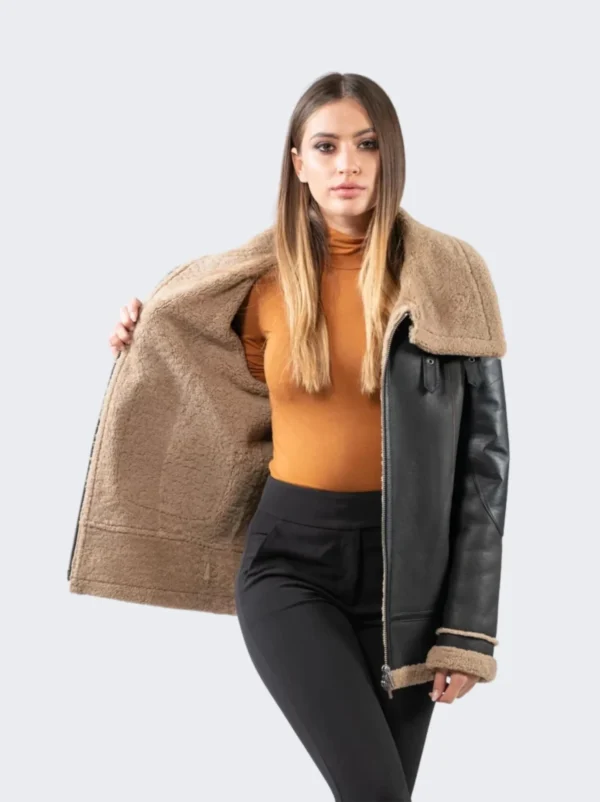 Men's Jet Real Sheepskin Shearling Black Jacke