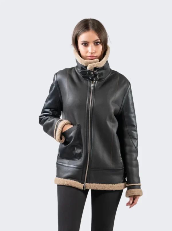 Men's Jet Real Sheepskin Shearling Black Jacket