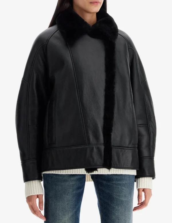 Noir Legacy Women’s Refined Black Design Shearling Jacke
