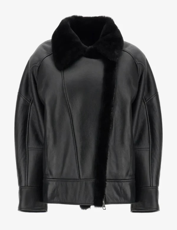 Noir Legacy Women’s Refined Black Design Shearling Jacket