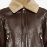 Premium Luxe Bronze Leather Bomber Jacket for W
