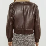 Premium Luxe Bronze Leather Bomber Jacket for Wom