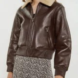 Premium Luxe Bronze Leather Bomber Jacket for Wome