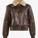 Premium Luxe Bronze Leather Bomber Jacket for Women